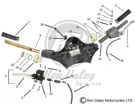 Vespa PX/T5 Handle Bar Bottom Assembly