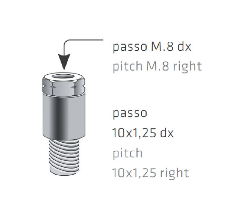 FAR Universal Black Mirror Adapter Right Hand Thread (8mm Ø > 10mm Ø)