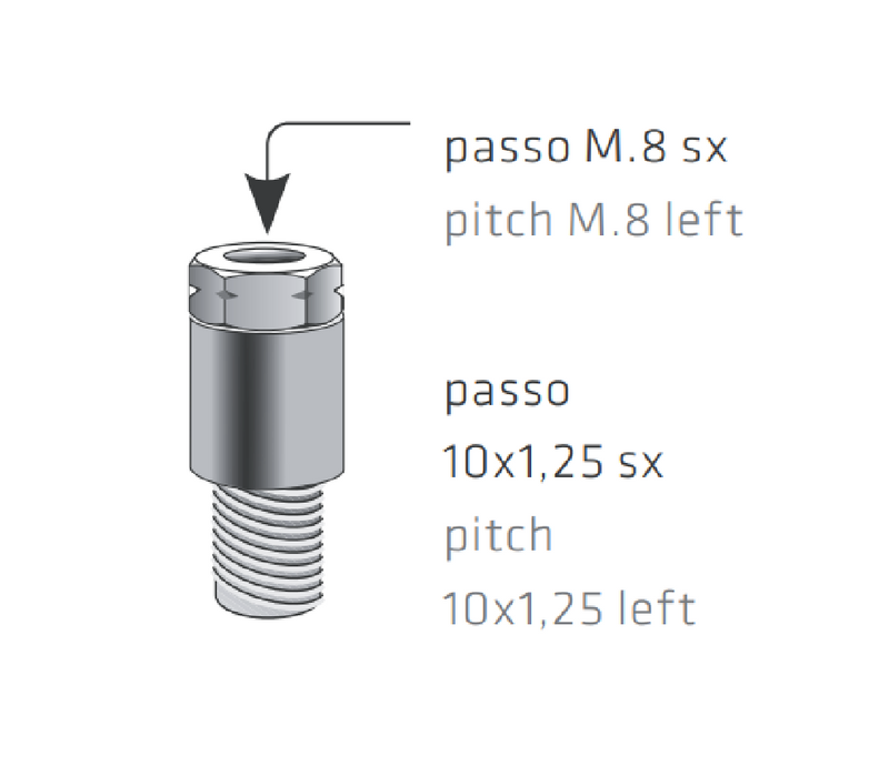 FAR Universal Chrome Mirror Adapter Left Hand Thread (8mm Ø > 10mm Ø)