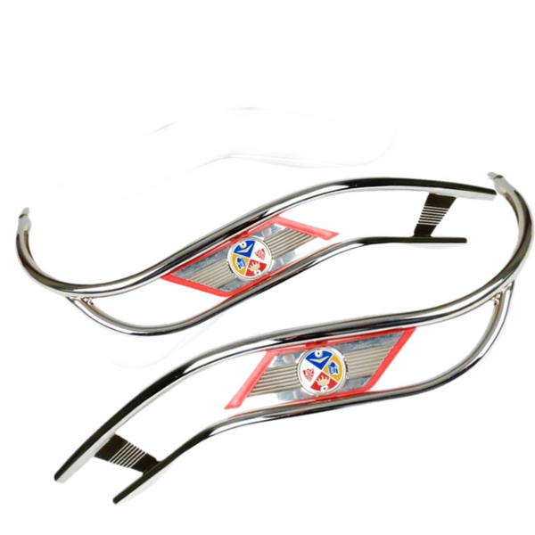 Cuppini Vespa Chrome Double Bar Legshield Trim - Red