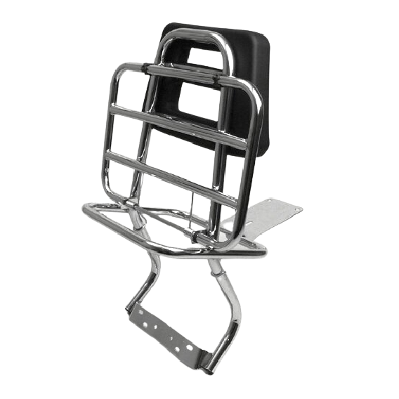 MOTO NOSTRA Vespa Chrome Rear Rack with Backrest Vespa PX80, PX125, PX150, PX200, T5 Classic